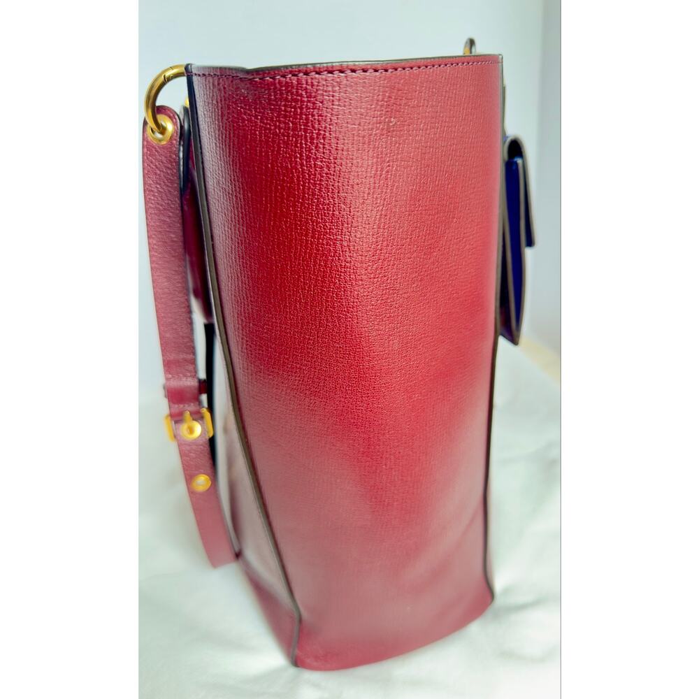 Mulberry Maple Goatskin Leather Tote Burgundy Purple Removable Pouch - Picture 11 of 15